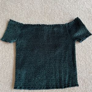 F21 Green Velvet Crop Top